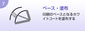 ベース・塗布:印刷のベースとなるホワイトコートを塗布する